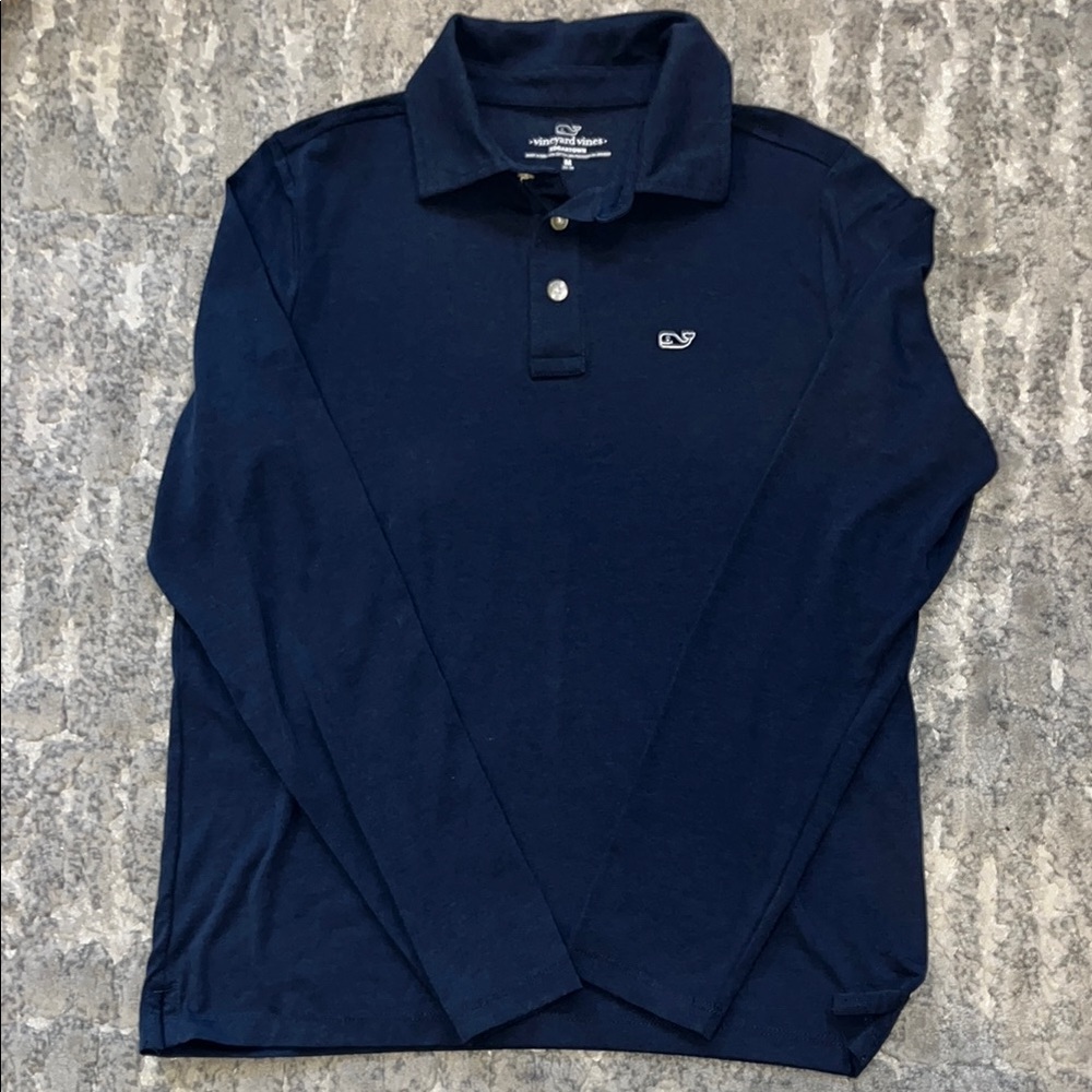 Vineyard Vines Blue Long Sleeve Polo Classic Knit